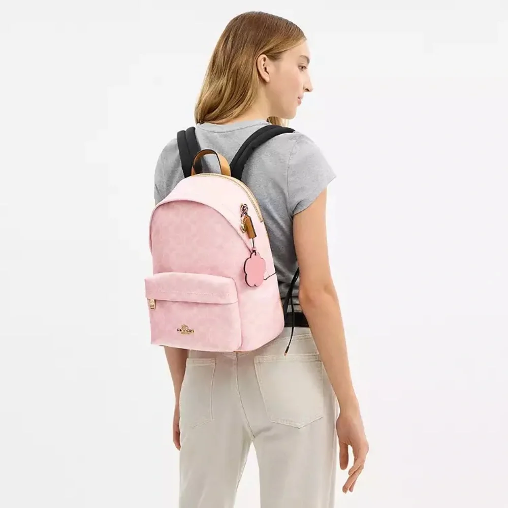 NWT！COACH Taylor Small Backpack In Signature With Charms（CEF46）fast shipping